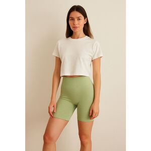 Ogg Biker Shorts Seamless Ribbed High Waist Sage Green S
